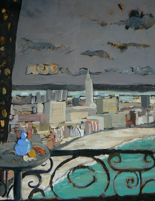 Le Havre depuis Sainte Adresse 50F - huile sur toile